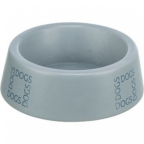 Kerámia kutyatál DOGS felirattal, szürkéskék