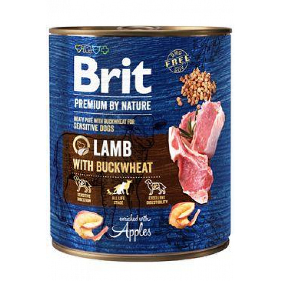 Brit Premium Dog by Nature konzerv bárány és hajdina 800g