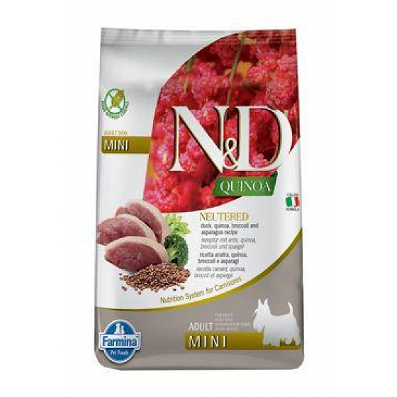 N&D Quinoa DOG ivartalanított kacsa&Brokkoli&sp. Mini 2,5kg