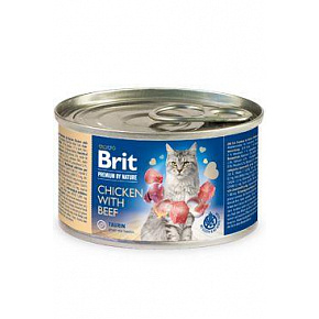 Brit Premium Cat by Nature konzervek Csirke és marha 200g