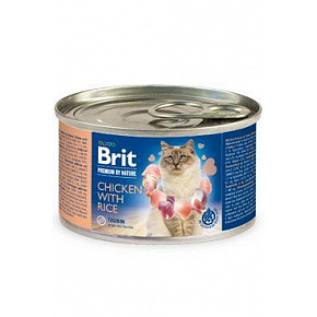 Brit Premium Cat by Nature konzervek Csirke&Rizs 200g