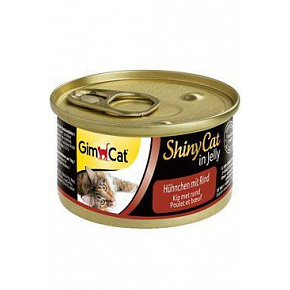 GimCat ShinyCat konz. csirke marhahússal 70g