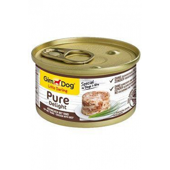 GimDog Pure Delight konz. csirke marhahússal 85g