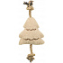 Karácsonyfa kötéllel, hang nélkül, 38 cm, plüss/pamut kötél, bézs