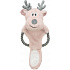 Karácsonyi rénszarvas kötéllel, zörgő, 47 cm, plüss/pamut kötél, rózsaszín/szürke
