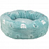 Kerek MIMI fekhely 50 cm, macskafej minta, zsályaszín - KORLÁTOZOTT AJÁNLAT