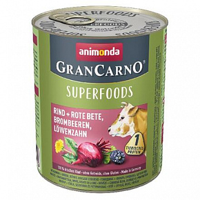 GRANCARNO Superfoods marhahús, nem.cékla, szeder, pitypang 800 g kutyáknak GRANCARNO Superfoods marhahús, nem.cékla, szeder, pitypang 800 g kutyáknak