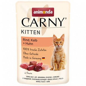 Carny Kitten 85 g marhahús, borjúhús+csirke, kiscicazsák Carny Kitten 85 g marhahús, borjúhús+csirke, kiscicazsák