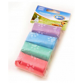 DUVO+ zacskók kutyaürülék gyűjtésére, színes mancsokkal 4 x 20 db DUVO+ zacskók kutyaürülék gyűjtésére, színes mancsokkal 4 x 20 db