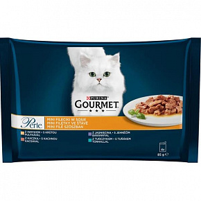 Nestlé GOURMET PERLE cat Multipack mini filetky morka,tuniak,kačka,jah.v šťave 4x85 g Nestlé GOURMET PERLE cat Multipack mini filetky morka,tuniak,kačka,jah.v šťave 4x85 g