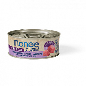 MONGE NATURAL tonhal csirkemellel és marhahússal macskáknak 80 g MONGE NATURAL tonhal csirkemellel és marhahússal macskáknak 80 g