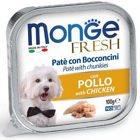 MONGE FRESH - pástétom és csirkedarabok 100 g kutyáknak MONGE FRESH - pástétom és csirkedarabok 100 g kutyáknak