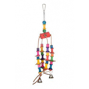 Játék egzotikus állatoknak görgőkkel és csengőkkel, fából készült játék Játék egzotikus állatoknak görgőkkel és csengőkkel, fából készült játék