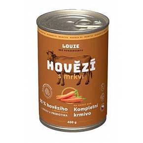 Louie Dog konz. Marhahús sárgarépával és prebiotikumokkal 400g Louie Dog konz. Marhahús sárgarépával és prebiotikumokkal 400g