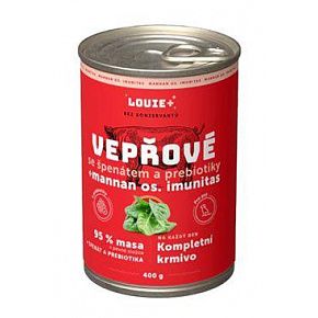 Louie Dog konz. Sertéshús spenóttal és prebiotikumokkal 400g Louie Dog konz. Sertéshús spenóttal és prebiotikumokkal 400g