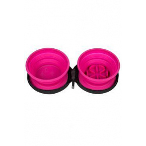 SLOWFEEDER dupla tál rózsaszín 700ml Kiwi utazó tál