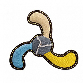 Bumeráng 27 cm, robusztus apport kutyáknak, szőtt anyag, bézs/kék/sárga, HipHop Dog Bumeráng 27 cm, robusztus apport kutyáknak, szőtt anyag, bézs/kék/sárga, HipHop Dog