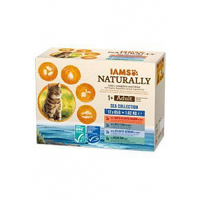 Iams Cat Adult Naturally tasak Sea in gravy 12x85g