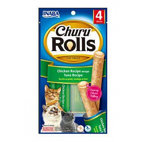 Inaba Churu Rolls macska csemege Csirke & Tonhal 4 tubus 40 g
