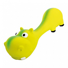 Fekvő víziló - súlyzó alakú, hanggal, 22 cm, latex, zöld, HipHop Dog