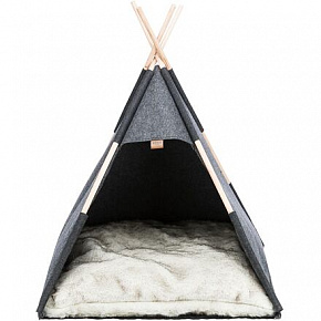 TIPI barlang - tipi alakú menedék, 70 x 70 x 70 cm, filc/fa, antracit