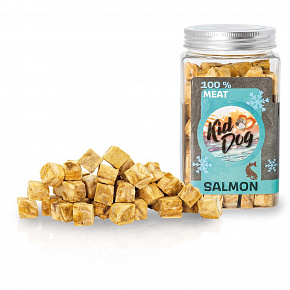 KIDDOG Super Premium 100% fagyasztva szárított SALMON CUBES - tiszta lazachús, fagyasztva szárítva 80 g