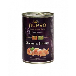 NUEVO cat Adult Chicken & Shrimps bal. 6 x 400 g-os konzervdoboz NUEVO cat Adult Chicken & Shrimps bal. 6 x 400 g-os konzervdoboz