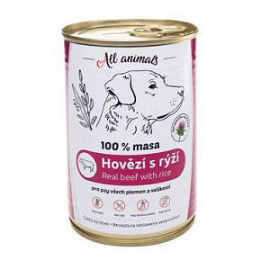 All Animals DOG konz. Marhahús darált rizzsel 400g All Animals DOG konz. Marhahús darált rizzsel 400g