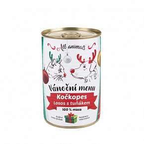 ALL ANIMALS Karácsonyi menü MACSKAKUTYA - limitált kiadás konzerv darált lazac tonhallal 400 g