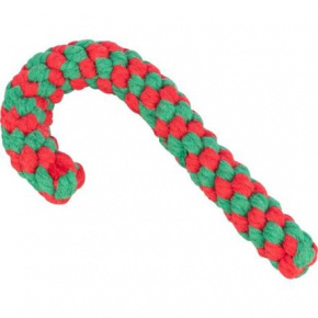 Xmas CANDY CANE - Karácsonyi csomózott bot , 19 cm, pamut kötéllel