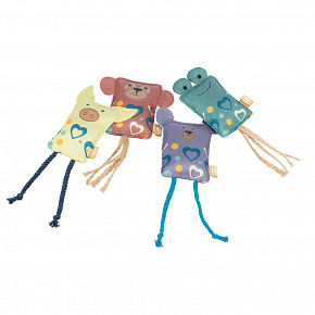 Játszópárna állatarcú, zörgő, 10 cm, poliészter