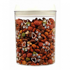 Átlátszó műanyag etető- és jutalomfalat tartó 1,5 l / átmérő 12 × 17,5 cm