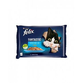Nestlé FELIX Fantastic cat Multipack válogatott halzselés kapszula 4x85 g
