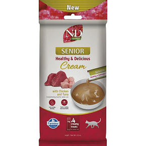 Pamlsok Farmina Creamy N&D Quinoa Cat  with Chicken & Tuna Senior 60 g