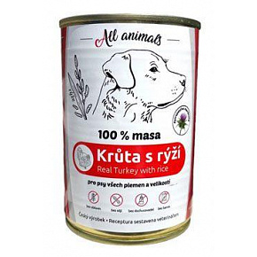 All Animals DOG konz. Pulykamell darált hússal és rizzsel 400g