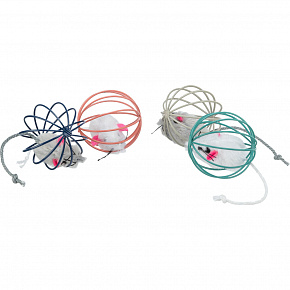 Plüss egér kerek színes ketrecben 6 cm