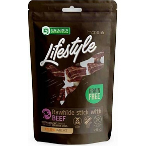Pamlsok Natures P Lifestyle kutya nyersbőr habzó rudak marhahússal 12x75 g