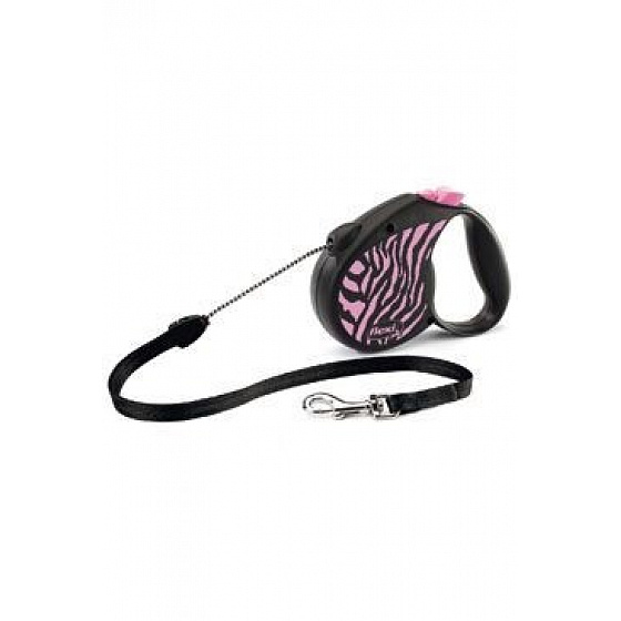 FLEXI Safari zebra M póráz 5m/20kg rózsaszín