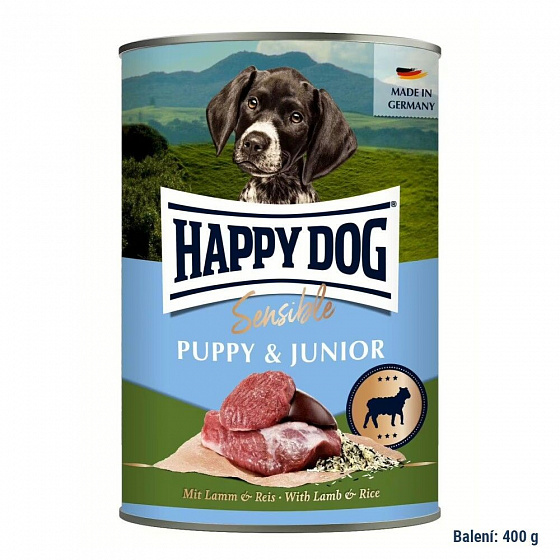 Happy Dog Sensible Puppy & Junior - Bárány & Rizs - bárány 400 g
