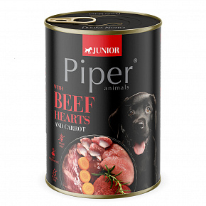 NEW PIPER JUNIOR marhahússzívvel és sárgarépával, konzerv kölyökkutyáknak 400 g