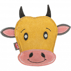 Cow - tehénfej, 17 cm, kutyajáték, 100% valódi bőr, sárga