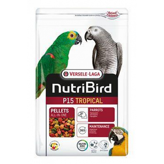 VL NutriBird P15 Tropical - extrudált eledel nagy papagájoknak trópusi gyümölcsökkel napi etetésre 3 kg