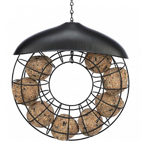 KOSZORÚ etető tetővel 8 faggyúgolyóhoz, 24 × 8 cm, fekete