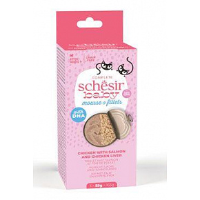 Schesir Cat Cons. Kitten Mix Textúra csirke/lazac 3x55g
