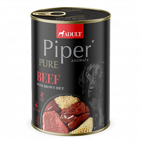 NEW PIPER PURE marhahús barna rizzsel, kutyakonzerv, 400 g