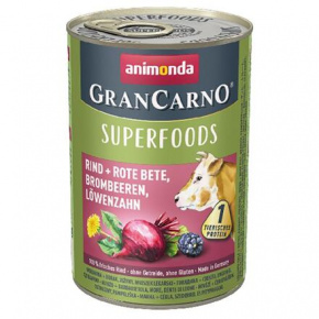 GRANCARNO Superfoods marhahús, nem.cékla, szeder, pitypang 400 g kutyáknak