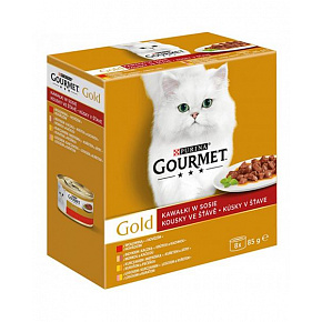 Nestlé GOURMET GOLD Multipack marhahús, pulyka kacsával, lazac csirkével, csirke májjal gyümölcslé konz.8x85 g Nestlé GOURMET GOLD Multipack marhahús, pulyka kacsával, lazac csirkével, csirke májjal gyümölcslé konz.8x85 g