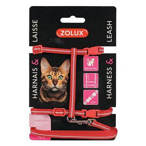 Macska hám pórázzal 1,2m piros Zolux Macska hám pórázzal 1,2m piros Zolux