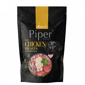 NEW PIPER csirkeszívekkel és spenóttal, kutyazacskó 500 g