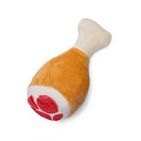 Kutyajáték Csirkecomb nyikorgó 14x8x6 cm plüss KAR